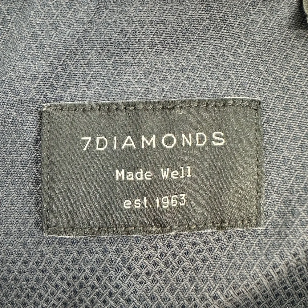 7 DIAMONDS Mens XL Dark Blue Textured Dress‎ Shirt Long Sleeve Button Up